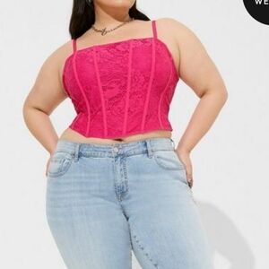 🆕️💗HOT PINK LACE CORSET CROP TOP💗